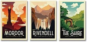 The Lord of The Rings Set van 3 Vintage Posters - 30 x 45 cm
